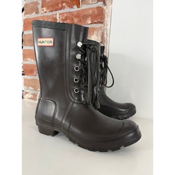 Hunter Original Lace Up Rain Boots‎ Gray Women’s Size UK 5/US 7 - Picture 2 of 9